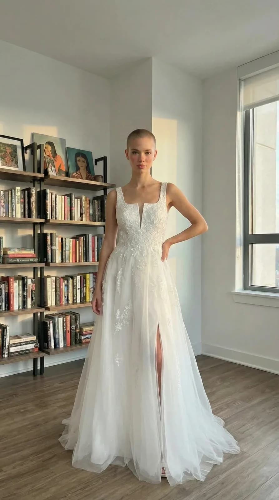 David's Bridal dress 75 — try-on