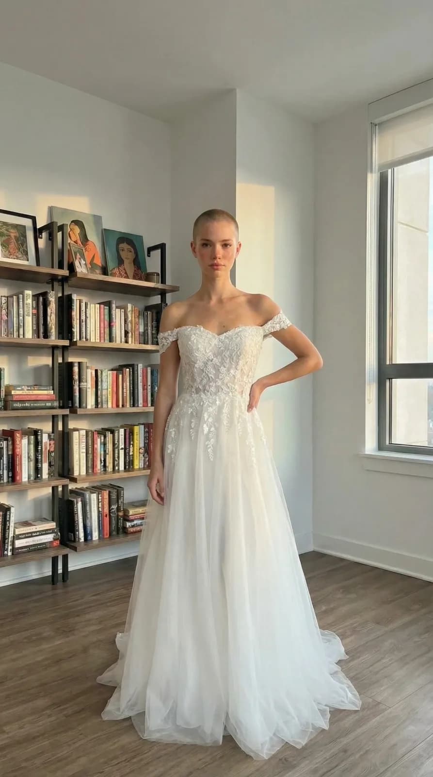 David's Bridal dress 75 — try-on